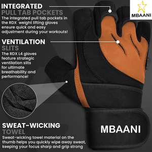 Guantes de Entrenamiento con Soporte para Muñeca, Correas de Muñeca de 50 CM de Largo, Palma Acolchada Antideslizante, Agarre para Entrenamiento de Levantamiento de Pesas - Product Image 3