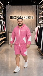 REXFIT SPORTS 2026 Ensemble survêtement rose personnalisé en nylon avec capuche et short pour homme – Fabricant de vêtements de sport streetwear en marque blanche - Product Image 5