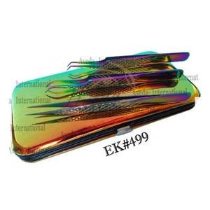 แหนบต่อขนตาแม่เหล็กสแตนเลสลายกลิตเตอร์สีรุ้งแบบใหม่ พร้อมกล่องใส่ขนตาเปล่าสำหรับขายส่ง - Product Image 4