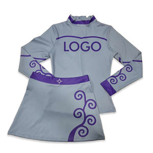 Tenue de cheerleading personnalisée professionnelle pour compétition, haut et jupe de gymnastique pour filles, en spandex et nylon, coupe ajustée, avec strass - Product Image 1