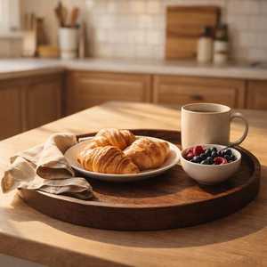 Round Wooden Serving <b>Tray</b> Minimalist Wood Coffee & Tea <b>Tray</b> For Home Decor Multipurpose Decorative <b>Tray</b> Housewarming Gift - Product Image 4
