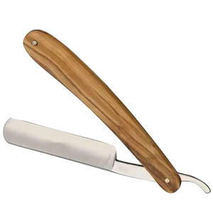 Lame de rasoir droite en acier inoxydable de haute qualité ZH INTERNATIONAL avec manche en bois, outil de rasage manuel pour barbier à lame unique - Product Image 1