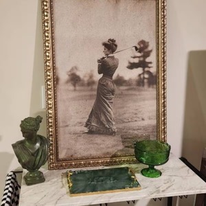 Luxury Resin Serving <b>Tray</b> with Gold Handles Marble Texture Display <b>Tray</b> for Coffee Table or <b>Vanity</b> Resin <b>Tray</b> - Product Image 2
