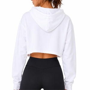 <b>Women</b>’s <b>White</b> Cropped <b>Hoodie</b> Long Sleeve Casual Pullover Relaxed Fit Everyday wear Comfort Style Crop <b>Hoodie</b> <b>For</b> <b>Women</b> - Product Image 3