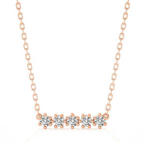 Collar de Barra con Cinco Diamantes Cultivados en Laboratorio, Certificados por IGI, Corte Brillante, 0.50 CTW, Oro Rosa de 10K con Baño de Rodio, Lujoso, para Mujer, Ideal para Fiestas - Product Image 1