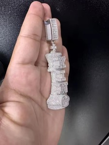 Iced Out King Chess Pendant Silver Tone Crown Design Hip Hop Jewellery for Men - Product Image 3