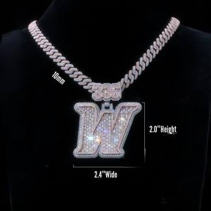 จี้ฮิปฮอปแบบสั่งทำสำหรับผู้ชาย ประดับเพชรโมอิสซาไนต์ VVS เงินแท้ 925 รูปตัวอักษร ตัวเลข ชื่อ หรือโลโก้ - Product Image 4