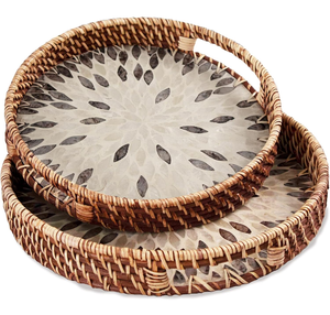 ถาดเสิร์ฟและเก็บของทรงสี่เหลี่ยมลายหวายประดับมุกสำหรับโรงแรมและร้านอาหาร ราคาประหยัด สินค้ามาใหม่ - Product Image 6