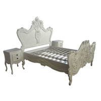 Louise Philippe Holzbett-Set Handgeschnitztes Kingsize-Bett und Queensize-Bettgestell mit Nachttisch im Französischen Stil Schlafzimmermöbel