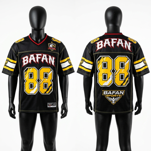 Camiseta de Fútbol para Hombre, 160 GSM, Poliéster Premium Transpirable, Diseño de Paneles en Negro y Amarillo, Sublimación, Logotipo Personalizado - Product Image 1