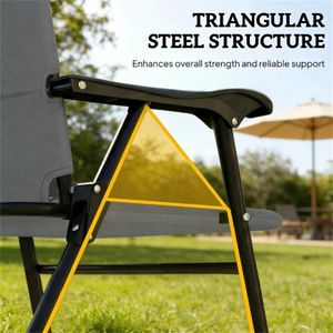 Set di Due Sedie Pieghevoli Grigio Chiaro per Terrazza, Comodo Arredo per Esterni e Campeggio - Product Image 4