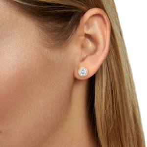 Pendientes de Diamantes de Laboratorio Redondos Brillantes con Color DEF y Claridad VS VVS, Oro Sólido de 14K, Engaste de Bisel, Joyería Minimalista - Product Image 6