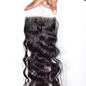Wholesale Unprocessed Virgin Indian Human Hair 4*4 Closure Wavy Cuticle Alignment Deep Natural Wave <b>Extensions</b> - Product Image 1
