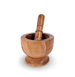 Traditional Wooden Mortar And Pestle <b>Grinder</b> For Kitchen Spices Seeds And Herbal Remedy Preparation - Product Image 2
