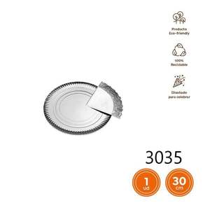 Plateau en papier argenté jetable PLATO DE PAPEL Plata pour servir des aliments, assiettes jetables écologiques et élégantes - Product Image 3