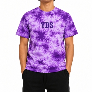 Camiseta Tie Dye para Hombre, Premium, Suave, Transpirable, Manga Corta, con Estampado Morado, Cuello Redondo, Corte Regular, Estilo Urbano, a la Moda - Product Image 1