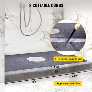 Kit per Doccia Impermeabile 38x60 Pollici con Flangia Centrale in ABS da 4 Pollici, Griglia in Acciaio Inox da 4 Pollici, 2 Accessori per Cabina Doccia - Product Image 4