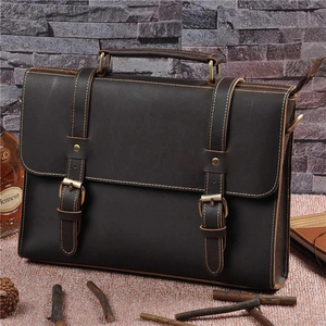 Bolso portafolio de cuero, bolso de viaje con compartimento para zapatos, bolso para portátil con cierre de cremallera, bolso de viaje de negocios negro - Product Image 6