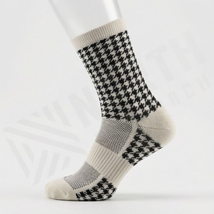 <b>Crew</b> <b>Socks</b> Houndstooth Pattern Breathable Knitted Cotton Polyester Spandex Adult Summer Casual Daily Wear - Product Image 6