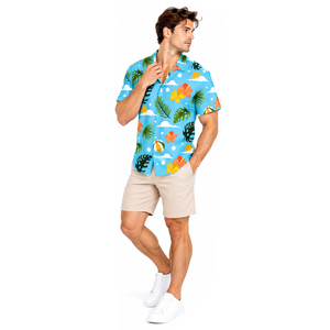 Chemise Paradise Resort pour hommes, imprimé numérique, respirante, vêtements d'été, collection décontractée pour les voyages et la plage - Product Image 5
