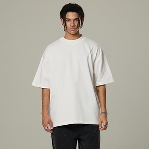 T-shirt en coton blanc surdimensionné pour homme, manches courtes, col rond, imprimé animal, respirant, jersey 300g, coupe décontractée - Product Image 1