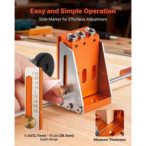 Adjustable 1/2-1-1/2 <b>Pocket</b> <b>Hole</b> <b>Jig</b> Kit C-Clamp Step Drill Hex Wrench Drill Stop Ring Reinforced Metal Woodworking Woodworking - Product Image 3