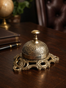 Cloche de réception en laiton ornée, cloche d'appel florale vintage, cloche décorative pour hôtel, service de bureau, accessoire de comptoir de restaurant - Product Image 4