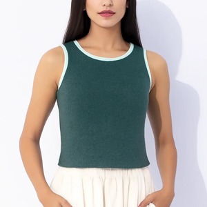 Camiseta de Tirantes Acanalada Blanca de Algodón de Alta Calidad para Mujer, Transpirable, con Logotipo Personalizado, para Gimnasio, Verano - Product Image 1