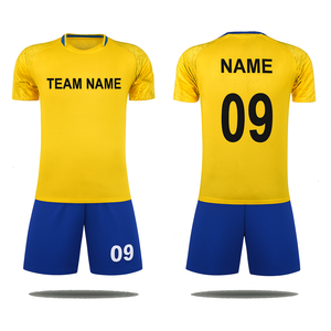 Conjunto de Camiseta de Fútbol Sublimada Personalizada para Hombre, Amarillo y Azul, Manga Corta, Cuello Redondo, Poliéster que Absorbe la Humedad, para Toda Temporada, Nombre del Equipo 09 - Product Image 1