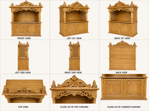 Templo de Madera de Teca de Alta Gama con Almacenamiento, Tamaño Mediano, Mandir de Madera Sólida para Hogares, Villas y Oficinas con Cajones, Unidad de Puja en Venta - Product Image 6