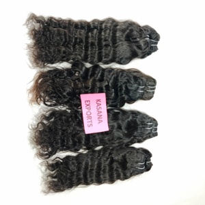 Extensiones de cabello humano de onda profunda de doble trama, máquina de fabricación mayorista sin procesar alineada con cutícula de color natural indio - Product Image 2