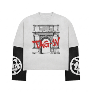 Camiseta Premium de Doble Capa de Algodón de 240 GSM, Negra con Estampado Gráfico Verde, Manga Larga, Estilo Urbano, Logotipo Personalizado - Product Image 3