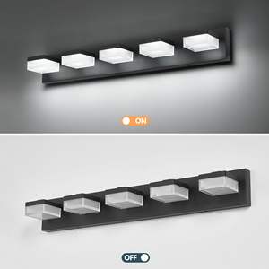 Modern 5-<b>Light</b> Black Iron <b>Bathroom</b> <b>Vanity</b> LED <b>Light</b> Fixture with Over Mirror Design Model D0100XU44CV - Product Image 6
