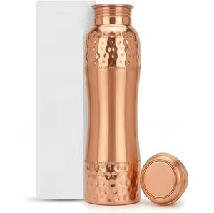 ขวดน้ำทองแดงแบบพกพา ดีไซน์เรียบง่าย ฝาปิดพร้อมใช้งาน - Product Image 1
