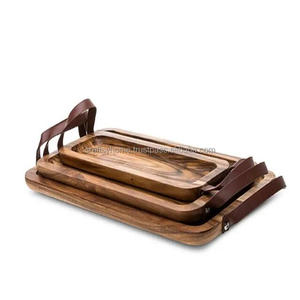 HANDCRAFTED ECO FRIENDLY ACACIA WOOD SERVING <b>TRAY</b> FOR DINNER SERVING <b>TRAY</b> DESSERT <b>TRAY</b> PERSONALIZED BY CRAFTSY HOME - Product Image 2