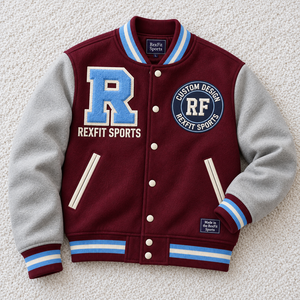 Blouson universitaire personnalisé avec chenille surdimensionnée et badge personnalisé, unisexe, manches en PU, boutons-pression, style baseball, vente en gros - Product Image 3