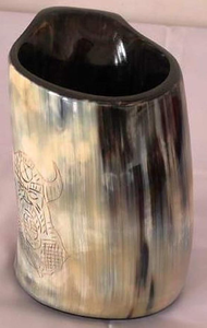 Jarra de Cuerno Natural Vikinga con Soporte, Hecha a Mano, de Cuerno de Búfalo Pulido, Jarra de Cerveza Antigua y Duradera, FAIZA CRAFT Uttar Pradesh - Product Image 4