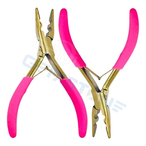 Alicates Profesionales de 2 Orificios para Extensiones de Cabello Doradas |   Herramienta de Cierre y Prensado para Extensiones de Cabello con Anillos Nano y Micro |   Pinza para Extensiones de Cabello - Product Image 5