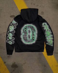 Sudadera con capucha de lavado ácido Vintage personalizable para hombre 100% algodón logotipo personalizado bordado estampado de calavera patrón sólido de invierno - Product Image 2