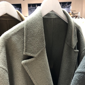 Abrigo de lana de doble botonadura para mujer con solapa con muescas, gabardina larga de invierno - Product Image 5