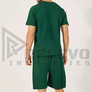 Ensemble T-shirt et short en coton pour homme Relevo, coupe ample, séchage rapide, tenue décontractée d'été, tissu respirant tricoté - Product Image 5
