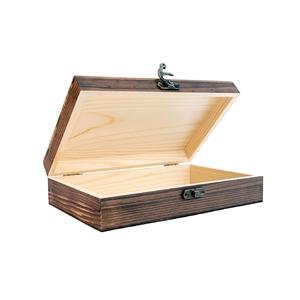 Boîte de rangement artisanale en bois non fini, boîte à souvenirs rectangulaire, organisateur de bijoux, cadeau - Product Image 1