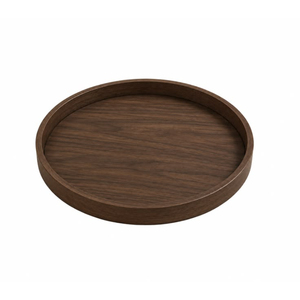 Assiette de présentation ronde en bois naturel avec bord perlé blanc, vaisselle écologique polie - Product Image 2