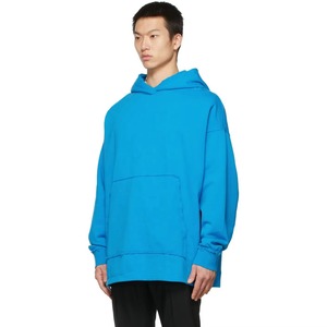 Sudadera con Capucha Azul Extra Grande para Hombre, Color Sólido, Algodón French Terry, Manga Larga, con Bolsillo, Transpirable, para Otoño - Product Image 1