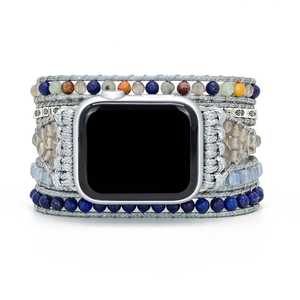 สายนาฬิกาข้อมือถักประดับลูกปัดลาพิส ลาซูลี ดีไซน์ทันสมัย พร้อมหัวเข็มขัดเซรามิกแบบ Abbott สำหรับนาฬิกาทั่วไป - Product Image 1
