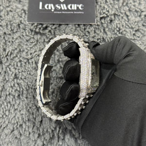 Reloj Vintage de Lujo de Acero Inoxidable Resistente al Agua con Moissanita, Correa Hecha a Mano Personalizada, Estilo Hip Hop, Esfera Mecánica ETA - Product Image 2