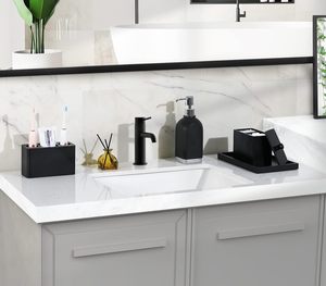 ที่วางแปรงสีฟัน, ที่วางแปรงสีฟันไฟฟ้าและยาสีฟัน 3 ช่อง, ที่เก็บของบนเคาน์เตอร์ห้องน้ำเรซิ่น อุปกรณ์เสริมในห้องน้ำ - Product Image 2