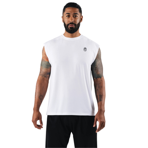 Camiseta sin mangas para hombre, camiseta ligera para entrenamiento en el gimnasio, chaleco de entrenamiento holgado, ropa deportiva transpirable, color blanco - Product Image 1