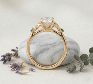 Anillos de Compromiso de Alta Gama Vinework, Diseño Paisaje Verde, Cristal con Efecto Sombra Dorada, Joyería Alternativa al Por Mayor - Product Image 1