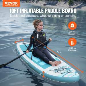 Planche de sup gonflable de 10 'x 33 "x 6" de large, accessoires de siège de kayak amovibles pour jeunes adultes, cheville incluse - Product Image 2